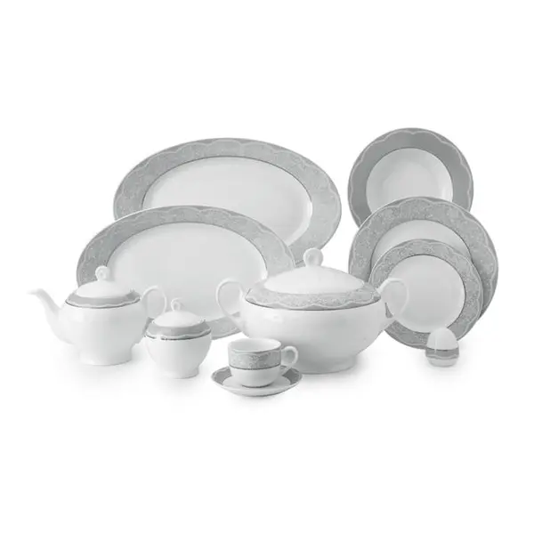 سرویس غذاخوری زرین 102 پارچه 12 نفره سری ایتالیا اف طرح ایزابل پلاتینی درجه یک - 6