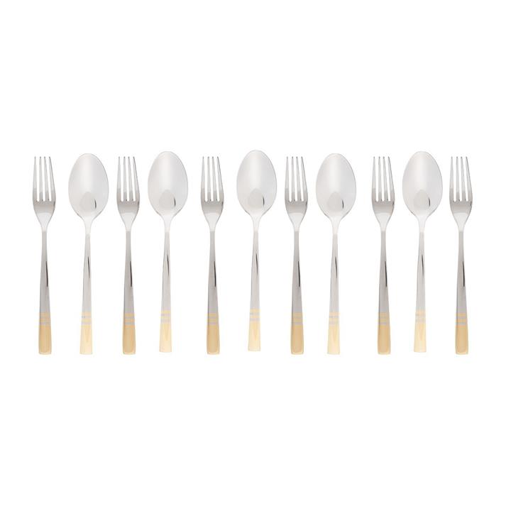 سرویس قاشق و چنگال 12 پارچه ناب استیل مدل فلورانس براق Nab Steel Florence Fork And Spoon