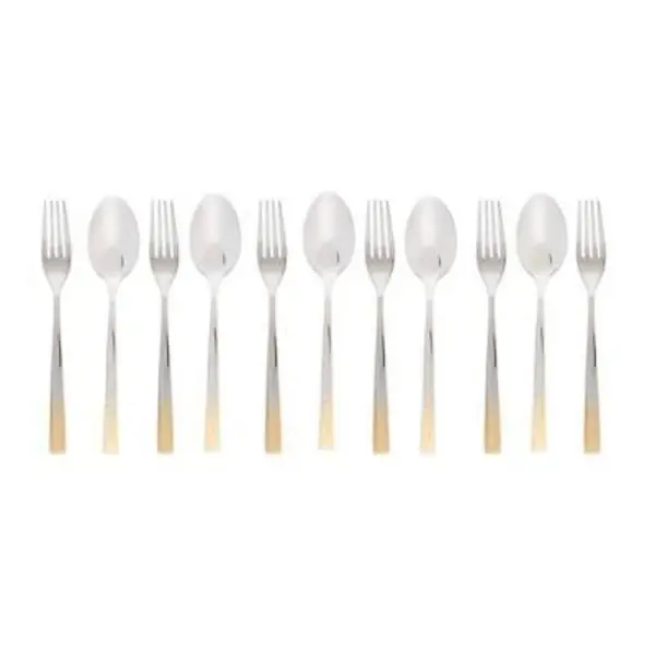 سرویس قاشق و چنگال 12 پارچه ناب استیل مدل فلورانس براق Nab Steel Florence Fork And Spoon