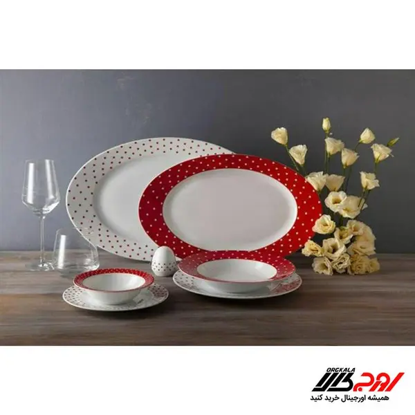 سرویس غذاخوری زرین 28 پارچه 6 نفره سری ایتالیا اف طرح اسپاتی آبی درجه یک - 5