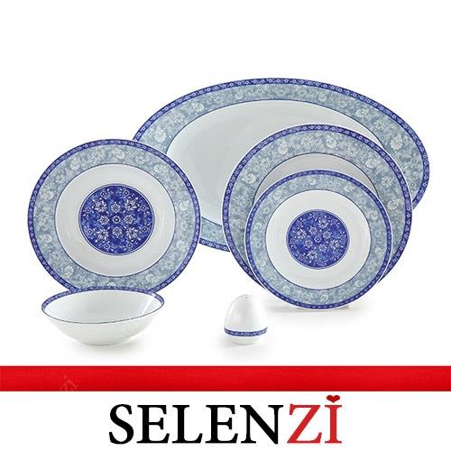 سرویس غذاخوری زرین 28 پارچه 6 نفره سری ایتالیا اف طرح اصفهان درجه یک Zarin Iran Porcelain Inds Italia F Series Isfahan 28 Pieces Grade 1