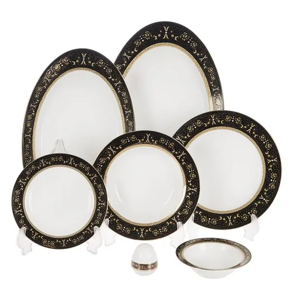 سرویس چینی 28 پارچه غذاخوری چینی زرین ایران سری ایتالیا اف مدل میدنایت درجه عالی Zarin Iran Porcelain Inds Italia-F Midnight 28 Pieces Porcelain Dinnerware Set Top Grade