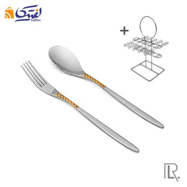 سرویس قاشق چنگال رزنتال 38 پارچه استیل طلایی براق رومیزی مدل 1188G - 2