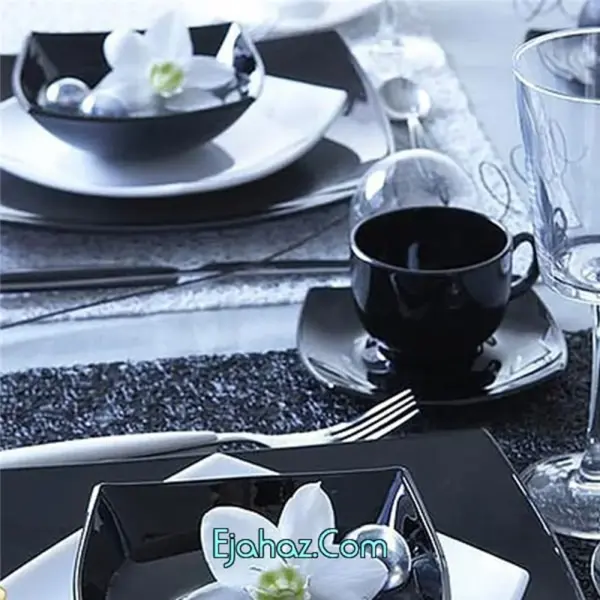 سرویس آرکوپال 38 پارچه لومینارک فرانسه مدل کوادراتو سیاه لومینارک(Luminarc)