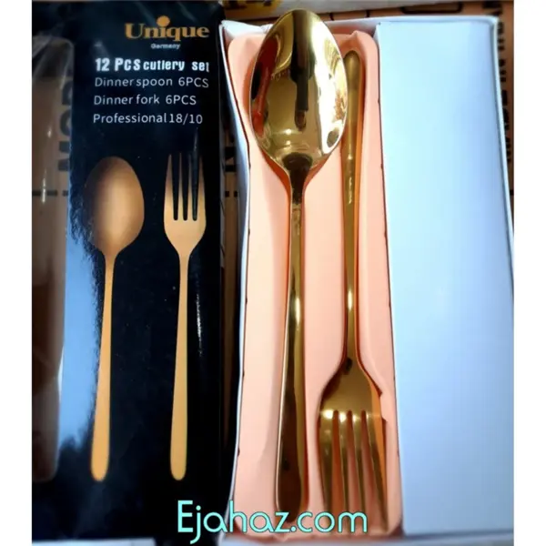 قاشق چنگال طلایی طرح آینه ای یا طرح ساده یونیک 6 نفره آهنربا نگیر - 4