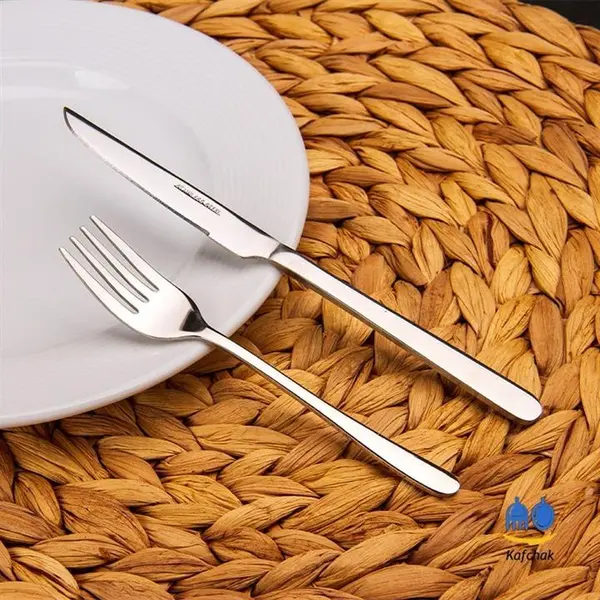 کارد و چنگال میوه خوری برند یونیک – مدل دونا – استیل براق