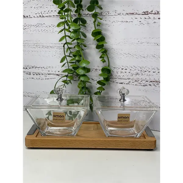 اردو خوری مربع دو خانه پایه چوبی لیمون