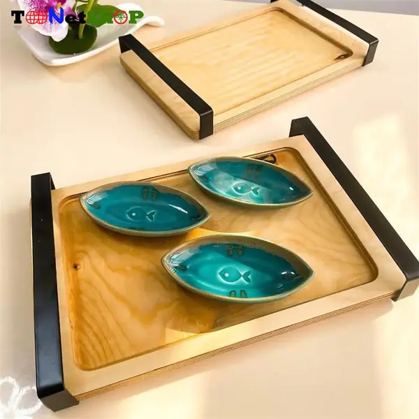 سینی چوبی دسته فلزی برند رایکا