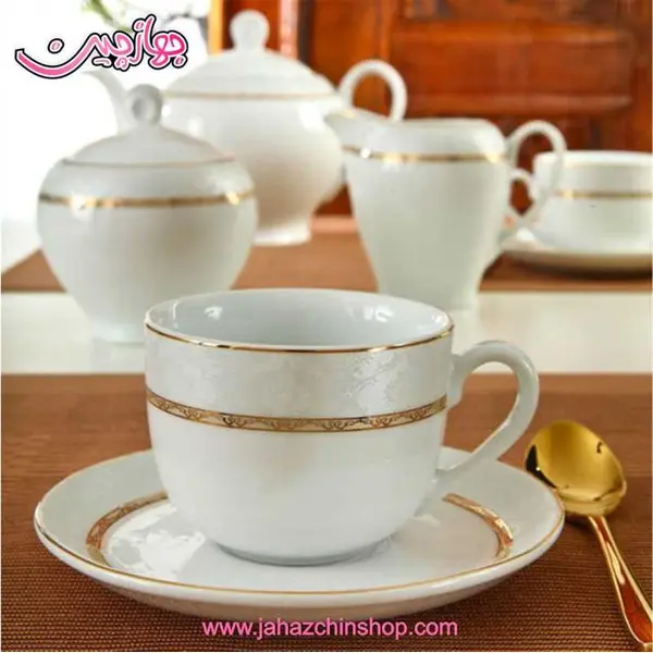 سرویس چای خوری 12 پارچه چینی زرین ایران مدل هدیه طلایی درجه عالی