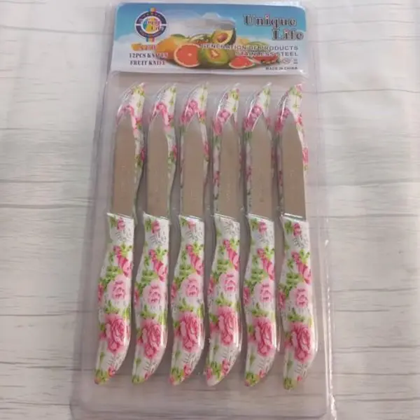 چاقو میوه خوری یونیک لایف 12 عددی طرح سرامیکی تیغه استیل دسته پلاستیک فشرده وارداتی برزیل (کارد میوه خوری )
