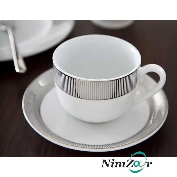 سرویس چینی 12 پارچه چای خوری چینی زرین ایران سری ایتالیا اف مدل پالادیوم درجه عالی Zarin Iran Porcelain Inds Italia F Paladium 12 Pieces Porcelain Top Grade Tea Set