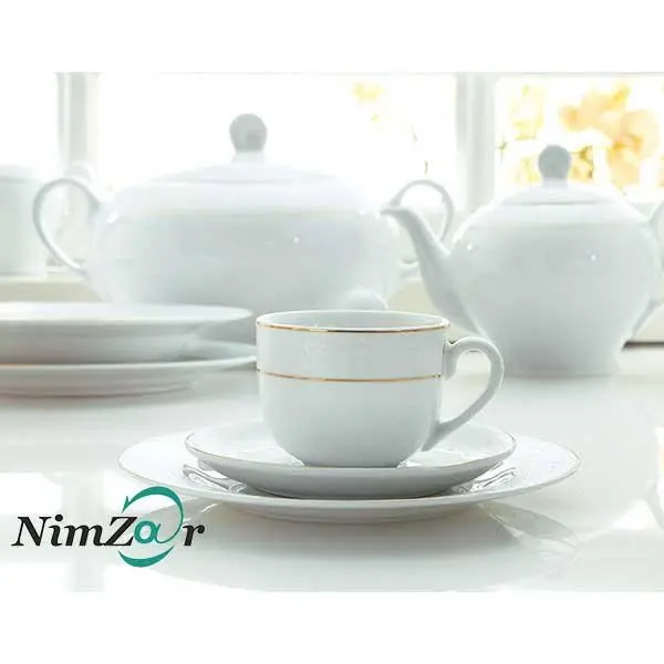 چایخوری چینی زرین 12 پارچه ایتالیا اف سپید صدف درجه یک Zarin Iran Porcelain Inds Italia F Sepid Sadaf 12 Pieces Tea Set High Grade - 4