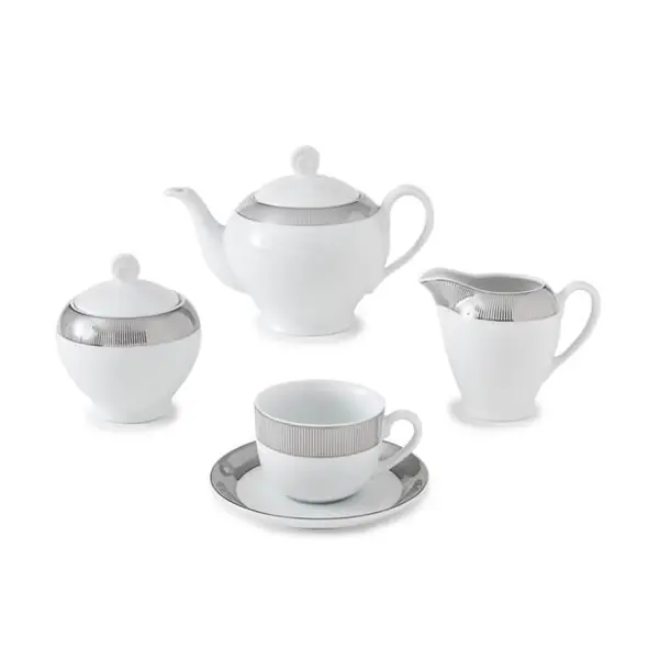 سرویس چینی 17 پارچه چای خوری چینی زرین ایران سری ایتالیا اف مدل پالادیوم درجه عالی Zarin Iran Porcelain Inds Italia-F Palladium 17 Pieces Porcelain Tea Set Top Grade