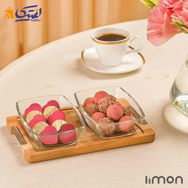 اردو خوری بزرگ 2 عددی پایه چوبی لیمون کد 2244