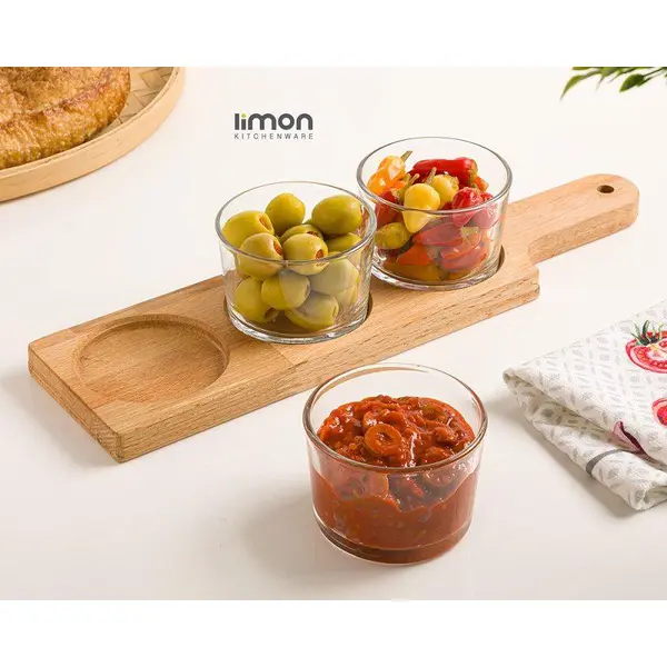 اردو خوری 3 عددی پایه چوبی لیمون