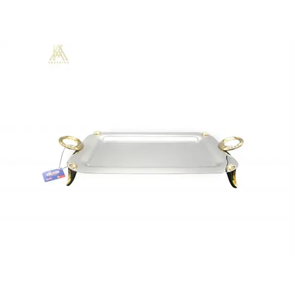 سینی کوچک حلقه ای نگین دار طلایی استیل یونیک مدل3724 - 2