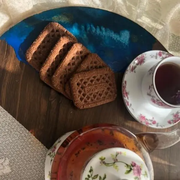 تخته سرو گرد چوبی دسته دار HOME SWEET - 2