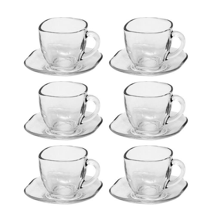 فنجان و نعلبکی بلور کاوه مدل Lindo بسته 6 عددی Kaveh Crystal Lindo Cup And Saucer Pack Of 6