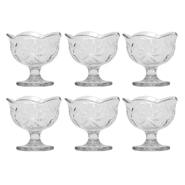 بستنی خوری بلور کاوه مدل SunStar بسته 6 عددی Kaveh Crystal Sun Star Ice Cream Cup Pack Of 6
