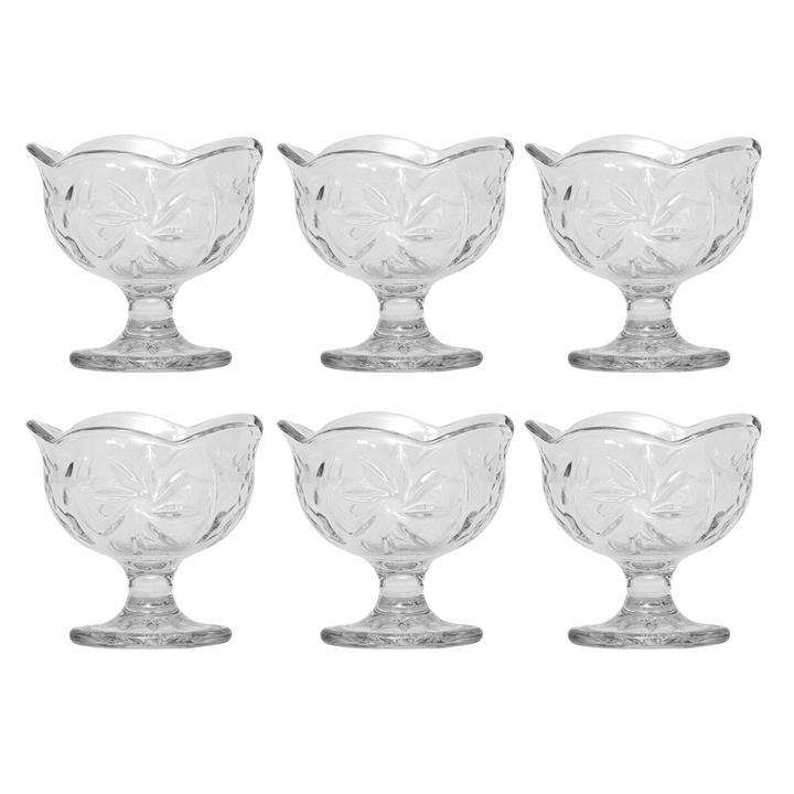 بستنی خوری بلور کاوه مدل SunStar بسته 6 عددی Kaveh Crystal Sun Star Ice Cream Cup Pack Of 6