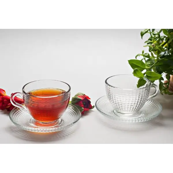 ست فنجان و نعلبکی بلور کاوه مدل Venice بسته 6 عددی Kaveh Crystal Venice Cup And Saucer Pack Of 6