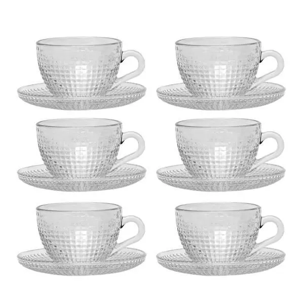 ست فنجان و نعلبکی بلور کاوه مدل Venice بسته 6 عددی Kaveh Crystal Venice Cup And Saucer Pack Of 6