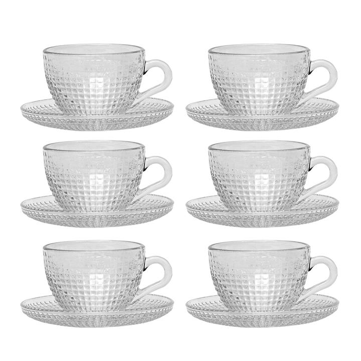 ست فنجان و نعلبکی  بلور کاوه مدل Venice بسته 6 عددی Kaveh Crystal Venice  Cup And Saucer Pack Of 6