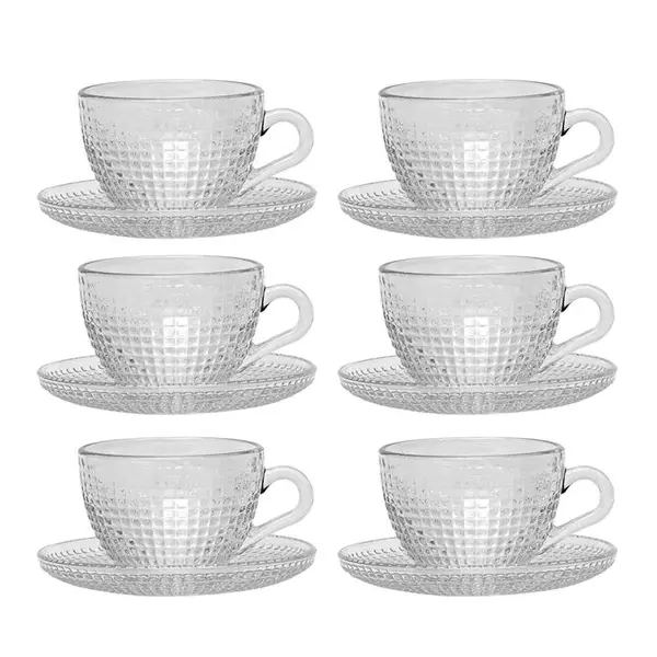 ست فنجان و نعلبکی بلور کاوه مدل Venice بسته 6 عددی Kaveh Crystal Venice Cup And Saucer Pack Of 6