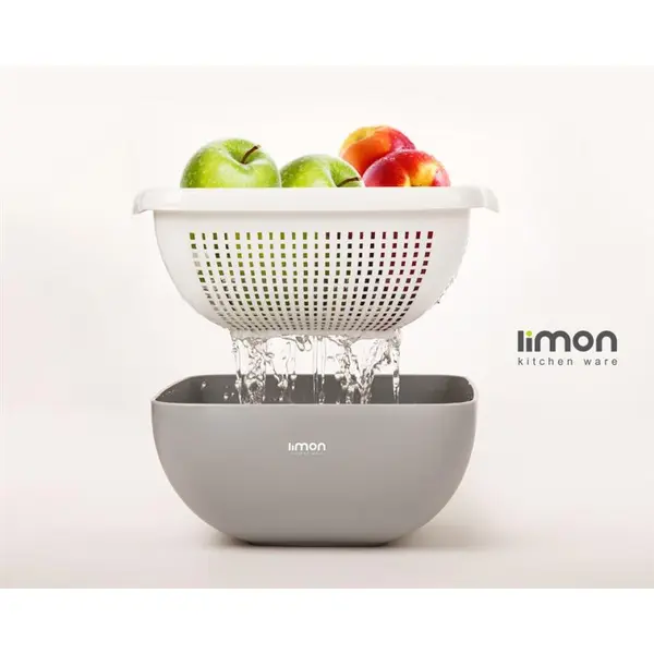 ست کاسه و آبکش چهارگوش سایز 1 لیمون کد 2183 - 2