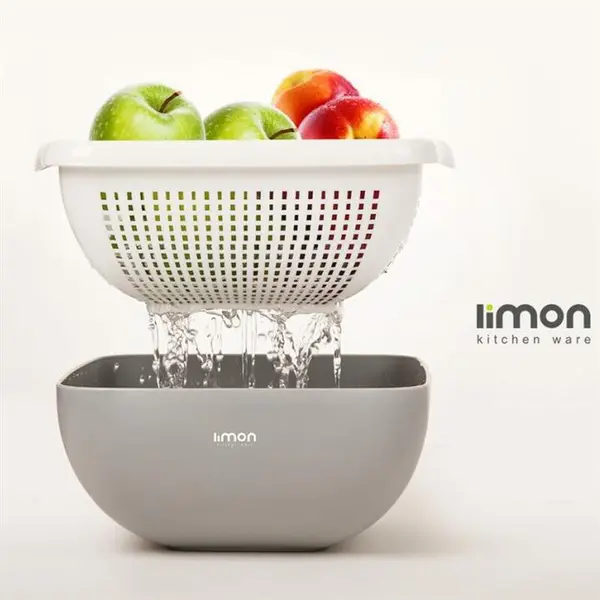 ست کاسه و آبکش چهارگوش سایز 1 لیمون کد 2183 - 3