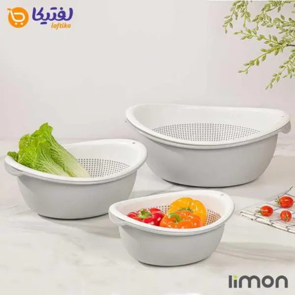 سرویس 6 پارچه آبکش و لگن بیضی لیمون کد 1995 - 6