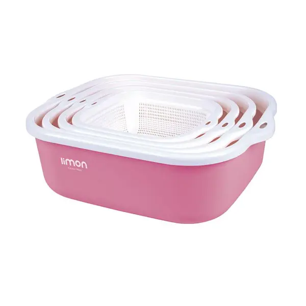 سرویس 8 پارچه آبکش و لگن نسیم لیمون کد 02635 - 5