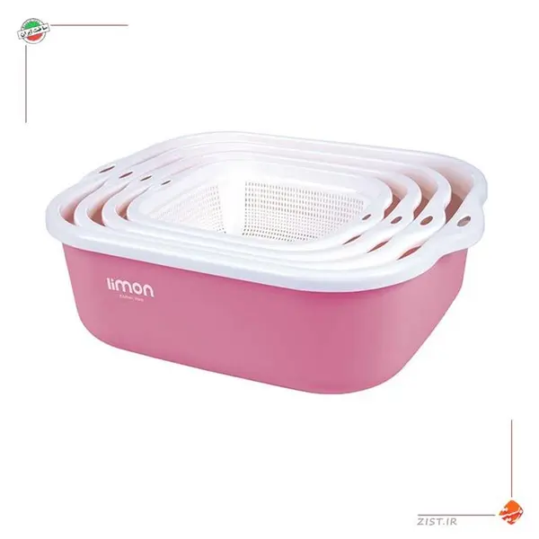 سرویس 8 پارچه آبکش و لگن نسیم لیمون کد 02635 - 2