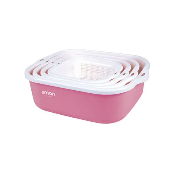 سرویس 8 پارچه آبکش و لگن نسیم لیمون کد 02635 - 4