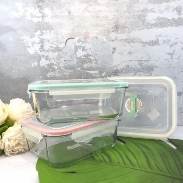 ظرف شیشه ای درب دار مستطیل 1.7 لیتر لیمون - 2