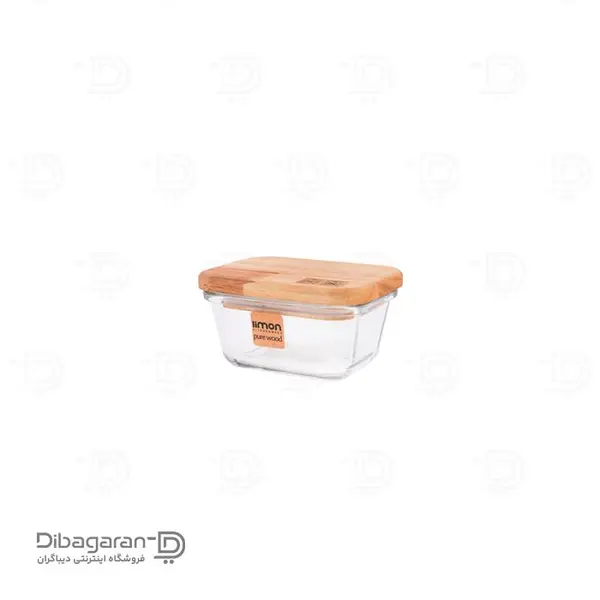 ظرف شیشه ای 180 میلی لیتر در چوبی لیمون کد 2187 - 2