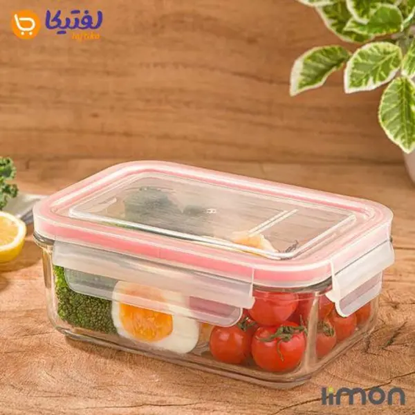 ظرف شیشه ای 580 میلی لیتر مستطیل دربدار لیمون کد 2028 - 3