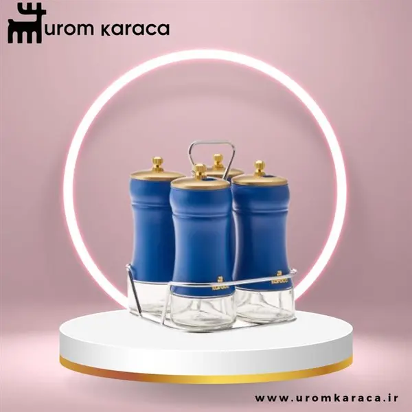 جا ادویه 5 پارچه استند مربع کاراجا مدل Blue Berry کد 112