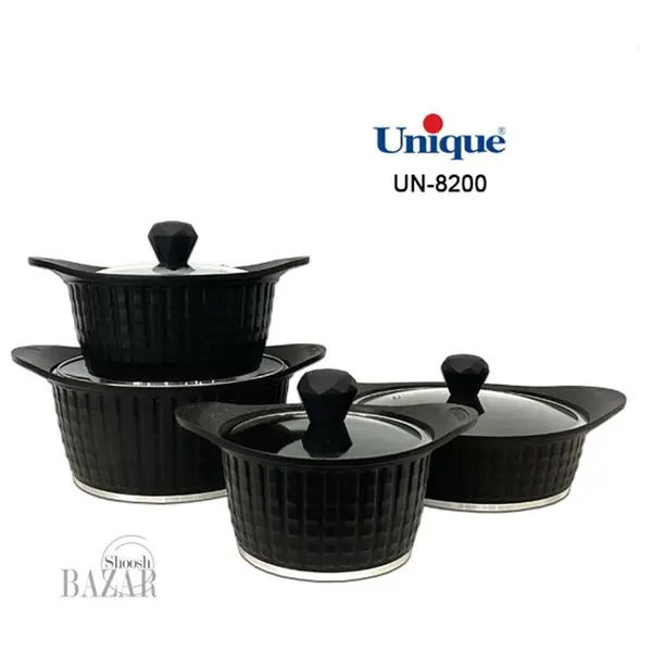 سرویس قابلمه 8 پارچه نگینی مشکی یونیک کد 8200