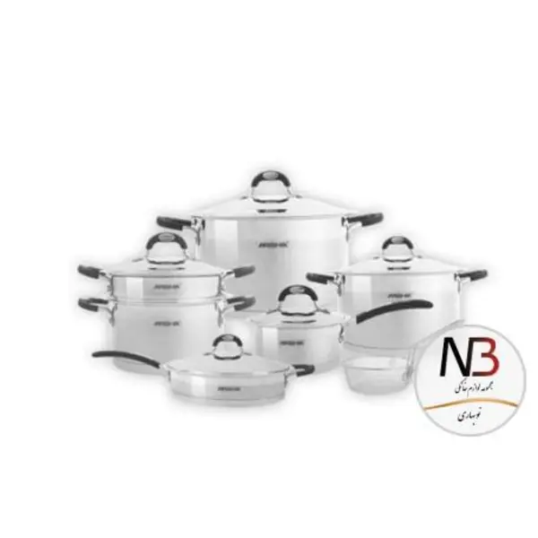 سرویس قابلمه 12 پارچه استیل عرشیا مدل SS1401-1755
