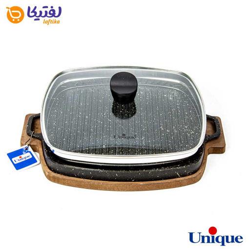 تابه گریل چدنی یونیک مربع 32 سانتیمتری (سینی چوبی) UN-6017