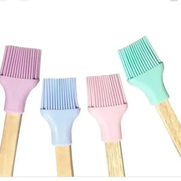 برس و لیسک قلمو سیلیکونی دسته چوبی - 2