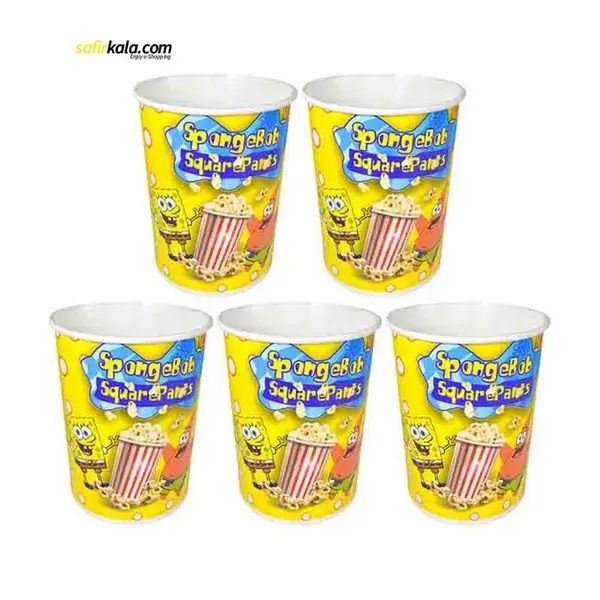 ظرف پاپ کورن مدل باب اسفنجی بسته 5 عددی کد R73430