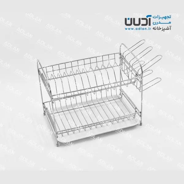 آبچکان رومیزی کوچک آدلان استیل با جا قاشقی و جا لیوانی