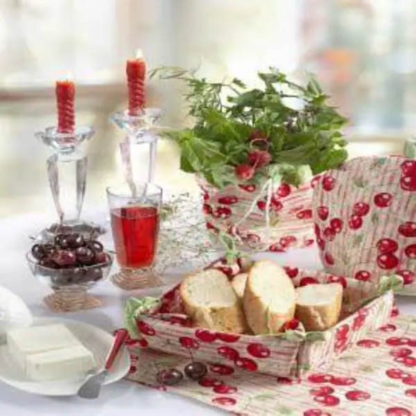 کیسه سبزی کتان رزین تاژ طرح گیلاس - 3