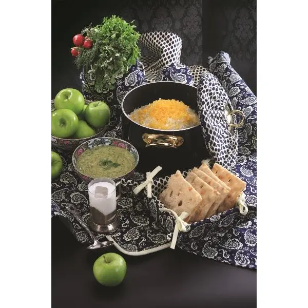 کیسه سبزی کتان رزین تاژ طرح ترمه - 4