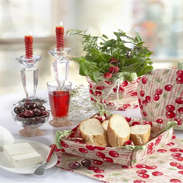 کیسه سبزی کتان رزین تاژ طرح گیلاس - 2