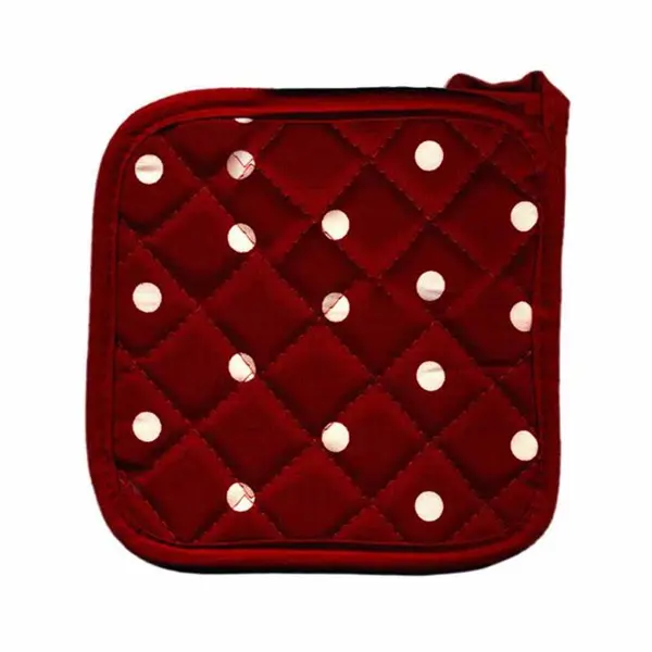 دستگیره کتان 20 × 20 رزین تاژ طرح خالدار قرمز - 2