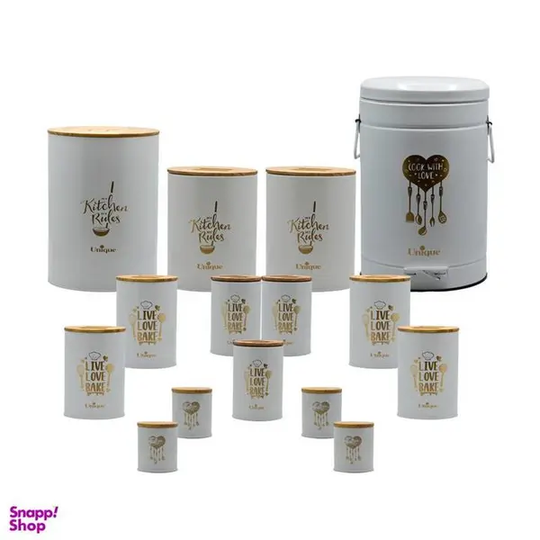 سرویس آشپزخانه یونیک 15 پارچه فانتزی طلا درب بامبو8051 - 4