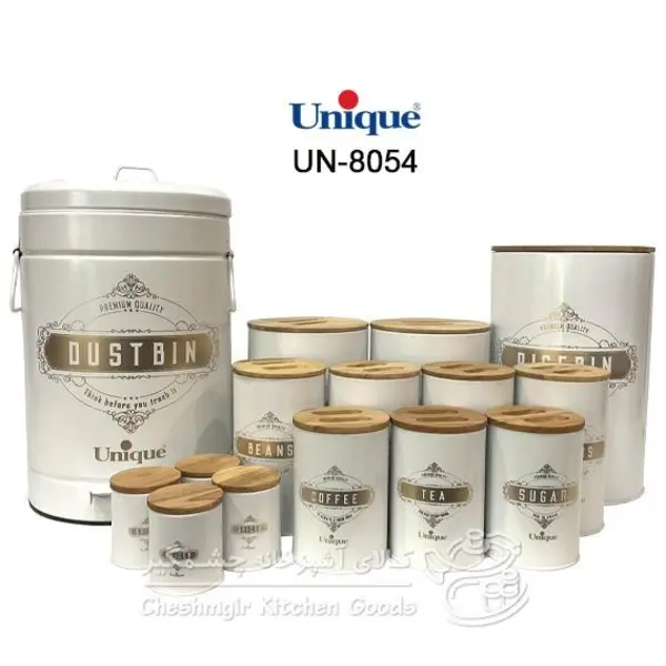 سرویس آشپزخانه 15 پار چه درب بامبو طرح فونت یونیک کد UN-8054 - 2
